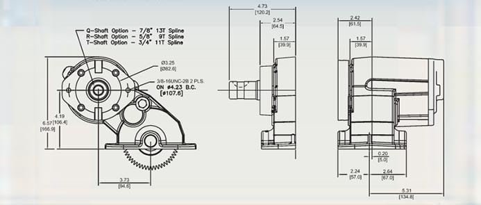 Muncie FR63 Series PTO Dimensions